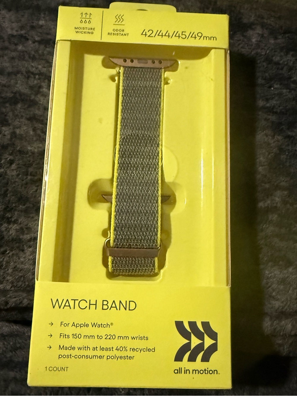 all in motion Olive/yellow/green Nylon Apple Watch Band odor resistant 42/44/45+